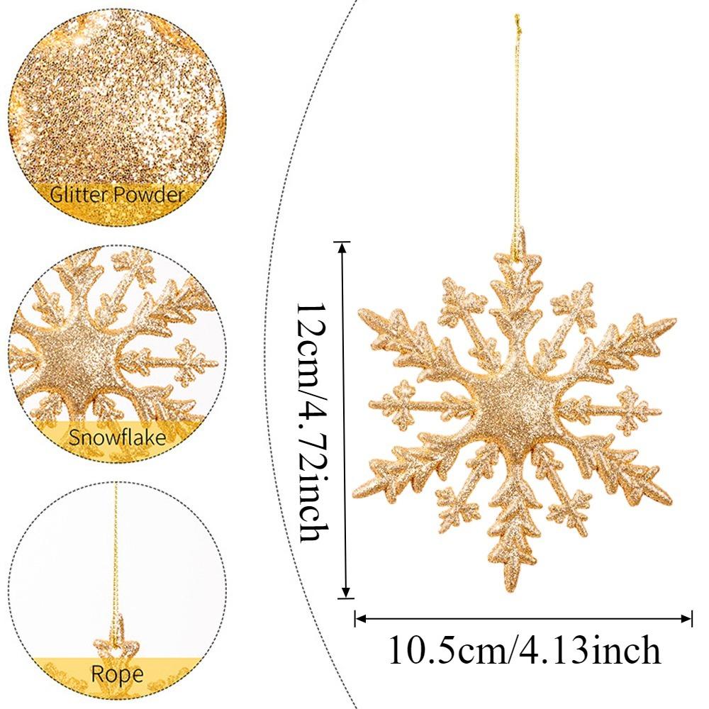 (6pcs Set) 12x10.5cm Christmas Snowflake PVC Colorful Diverse New Year's Holiday Party Xmas Tree Pendant DIY Natale Noel Kerst