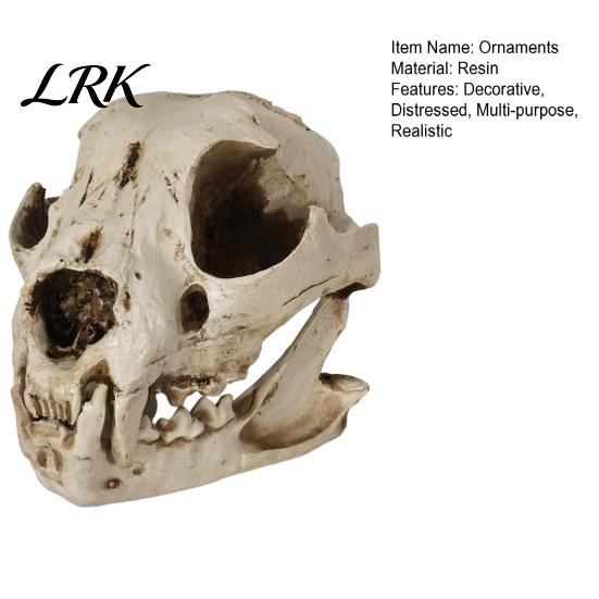 Resin Halloween Skull Figure Dog Ornament, Distressed Decoration, Lifelike Decoration For Parties for Desktop Fish Tank Film Props Collectible