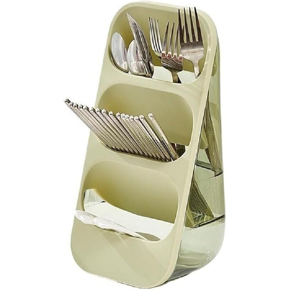 Cutlery Holder Stand 3-Format Vertical Utensil Holders, Kitchen Utensil Organizer for Countertop, Cutlery Drainer Sink Caddy Spoon Chopsticks Fork