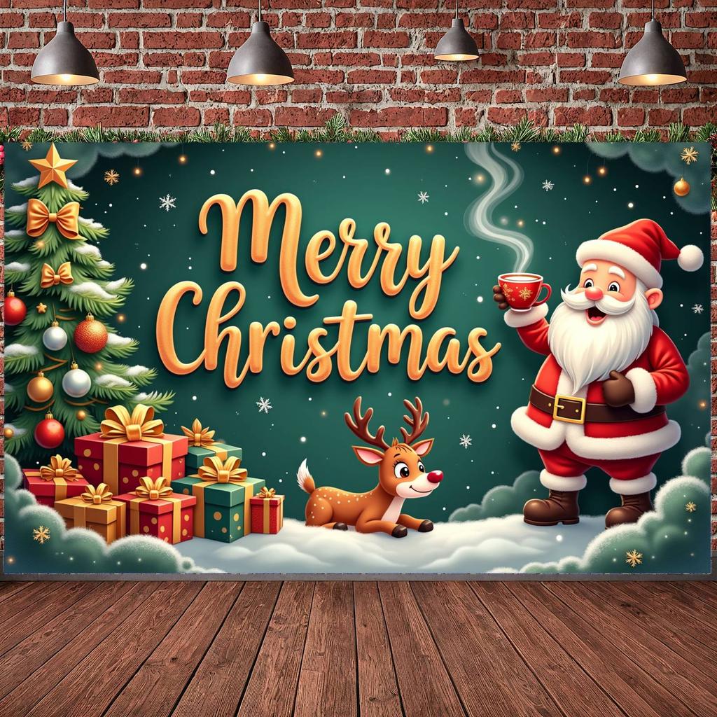 Xmas Banner Christmas Tree Decor Merry Christmas Banner Christmas Party Banner Santa Claus Design For Holiday Gathering Home