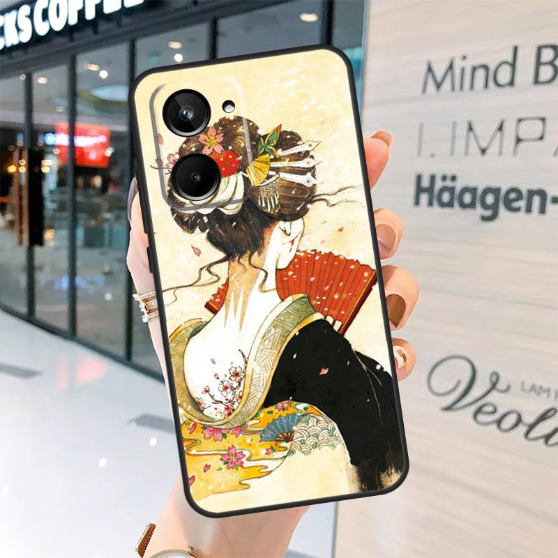 Japanese Geisha Case For Realme 15 13 12 10 11 14 Pro Plus GT6 GT7 C15 C35 C53 C55 C61 C63 C65 C67 C71 C75