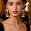 Bohemian Ethnic Pearl Bell Tassel Earrings - Retro Exotic Scenic Style
