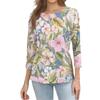 Women's Fashionable Casual Round Neck Three-Quarter Sleeve Printed T-Shirt Top