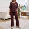 Women's Autumn and Winter Temperament Communicator Collision Short Sleeve Long Pants Sweater Set