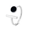 Nuevas Joyas de Plata de Ley 925 Anillos Abiertos Geométricos Populares de Personalidad Simple Oscura Redonda de Epoxi R320