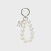 Pearl Bead Logo Charm Keyring NY (Silver)