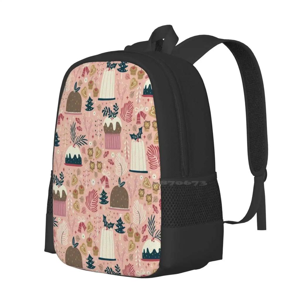 Holiday Delights Hot Sale Schoolbag Backpack Fashion Bags Holidays Festive Treats Cakes Pattern Retro Christmas Xmas