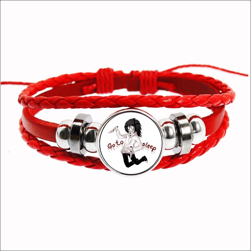 Fashion Accessory Gift For Kids Hot Creepypasta CREEPY PASTA TICCI TOBY Bracelet Glass Leather Bangle JEFF THE KILLER
