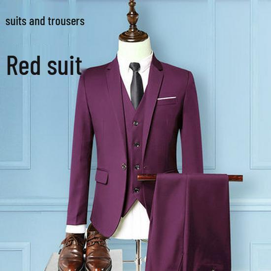 Men's Korean Style Business Suit: Three-Piece Trendy Casual Groomsmen Outfit