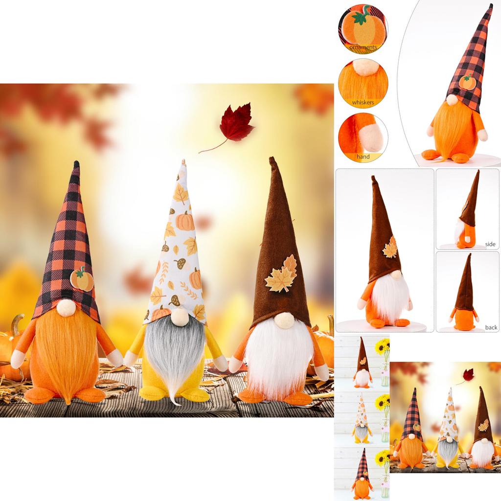 New Seasonal Home Decor Thanksgiving Pumpkin And Maple Leaf Plush Figurine For Autumn Festivities