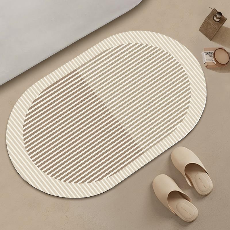 Oval Solid Color Abstract Floor Mat Bathroom Absorbent Anti Slip Foot Mat Bathroom Door Mat