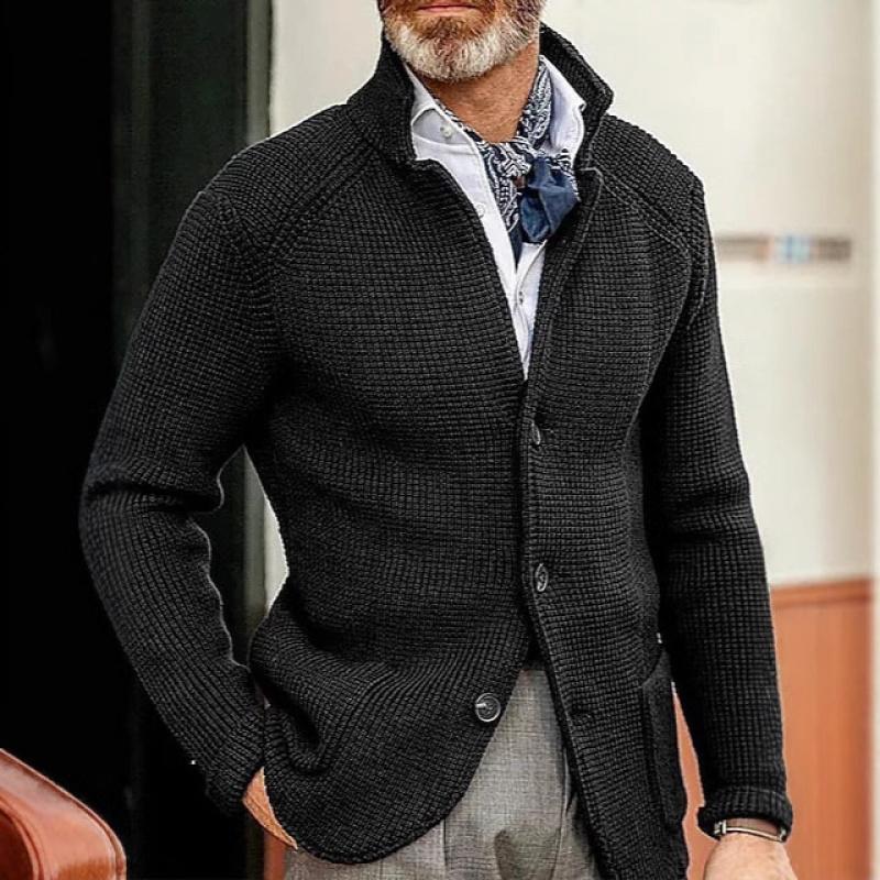 Spring and Autumn Fashion New Arrival Men's Casual Long Sleeve Solid Color Knit Jacket