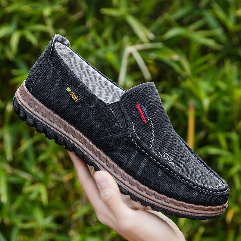 Herren Old Beijing Stoffschuhe Frühling Herbst Atmungsaktive weiche Unterseite Mittleres Alter und ältere Vaterschuhe Rutschfeste Freizeit-Leinwandschuhe