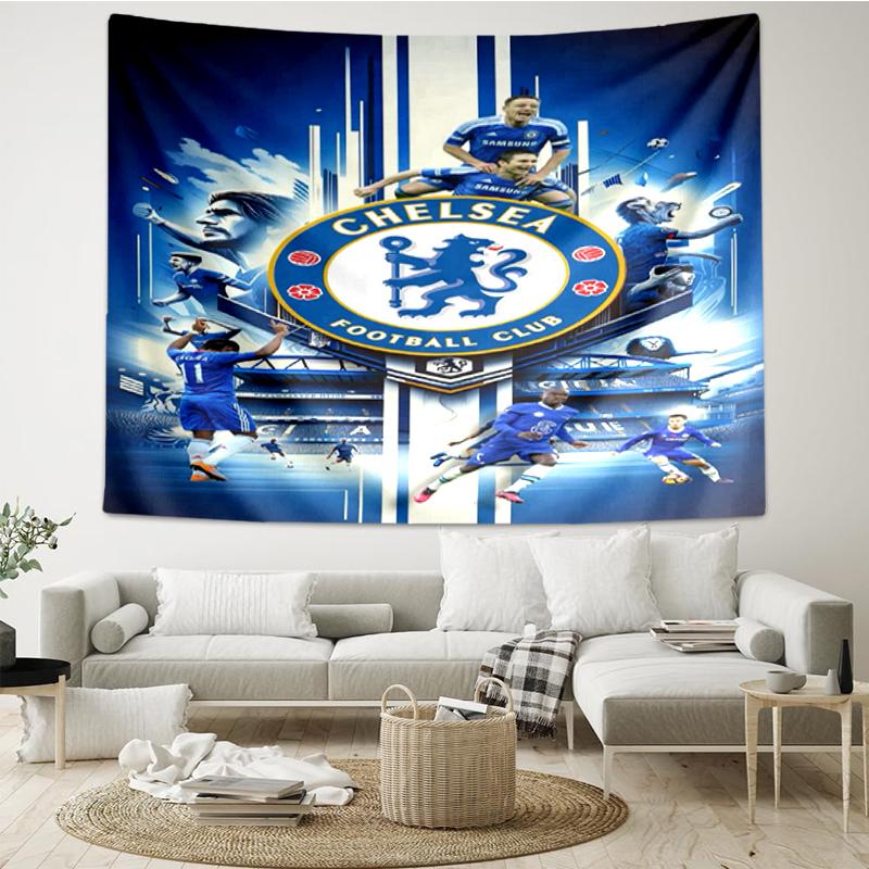 Chelsea Football Club Print Tapestry, Backdrop, Easy Setup, Ideal for Bedroom, Office & Living Room, with Aesthetic Wall Hanging Decor.