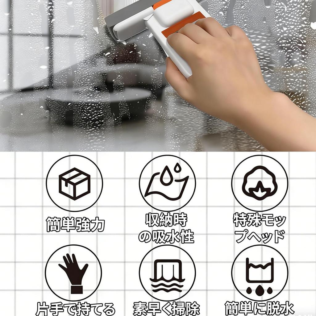 BOJIDO Mini Foldable Sponge Wet Dry with No Hand Washing Replaceable Suitable for and Car Includes 2 Replacement Heads Mop, Mop, & Use,