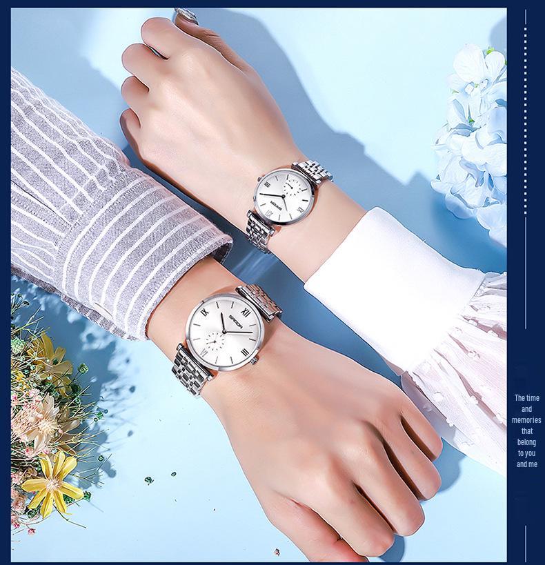 Sanda Summer Steel Band Couple Watches - Trendy Waterproof Wristwatches for Men and Women