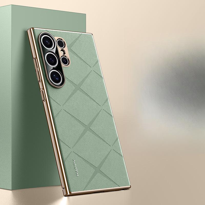 Suitable for Samsung S24ultra Mobile Phone Case High-end Plain Leather S24plus Ultra-thin Full-pack Anti-fall 24+ Business Leather Case