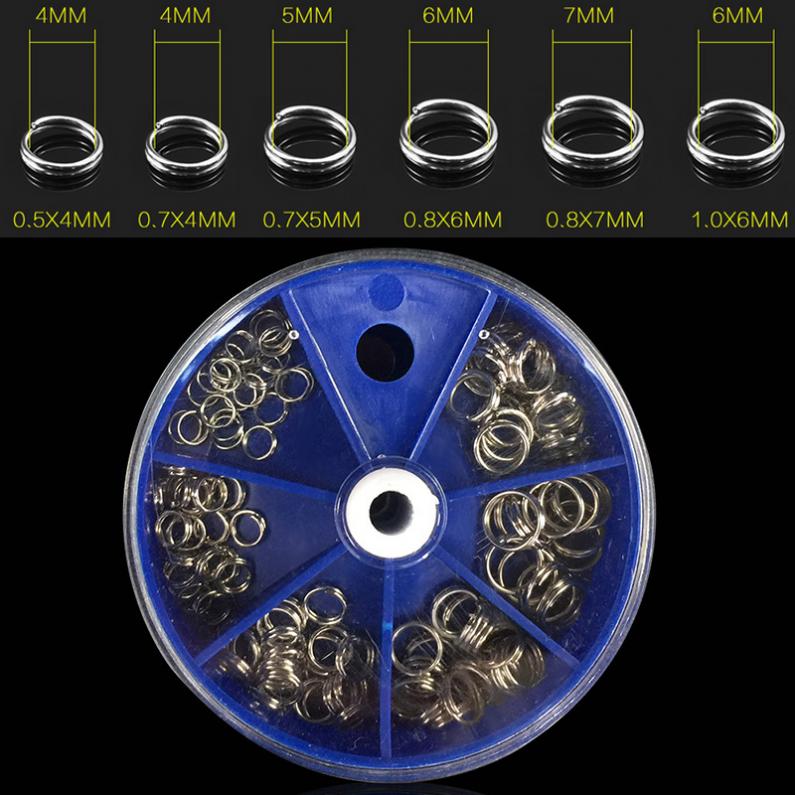 Kit Di Anelli Doppi A Scatto Per Pesca - 5 Dimensioni - Split Rings In Acciaio Inox Per Esche E Finali