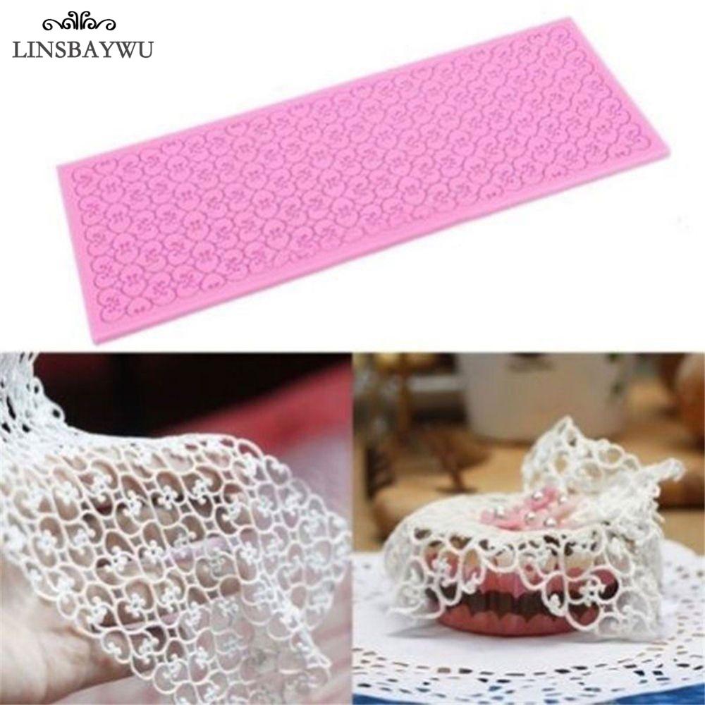 

LINSBAYWU Lace Mat Pad Fondant Flowers Chain Decoration Silicone Mold Surafcraft Tools Baking Tools Cake Decorating Lace Mold розовый