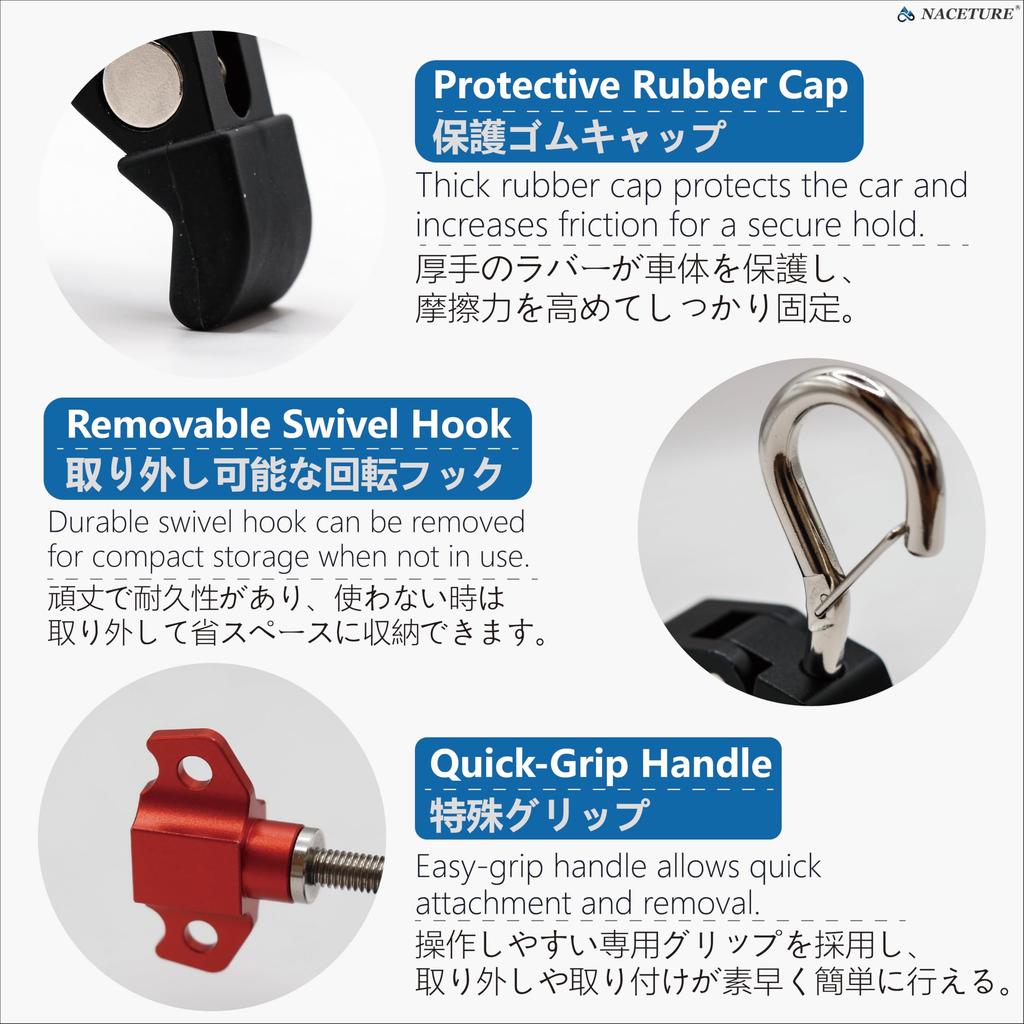 Set of 2 Car Tarp Hooks Easy Compatible with Car Side and Rooftop Includes Car Joint Mounting Camping and Car Tarp Accessories – Scratch-Resistant,