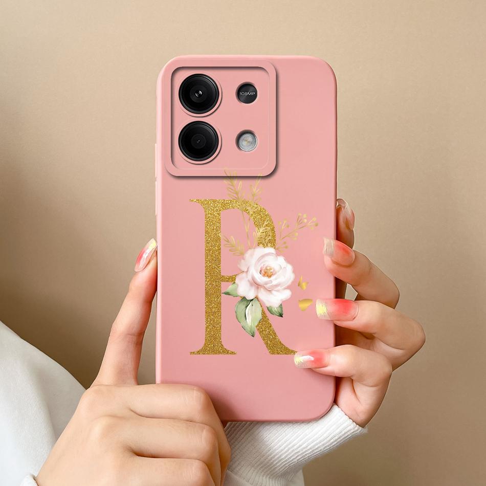 Phone Case For Redmi Note 13 Pro 4G 5G Elegant Letter Soft Liquid Silicone Full Coverage Protector For Redmi Note13 13Pro Fundas