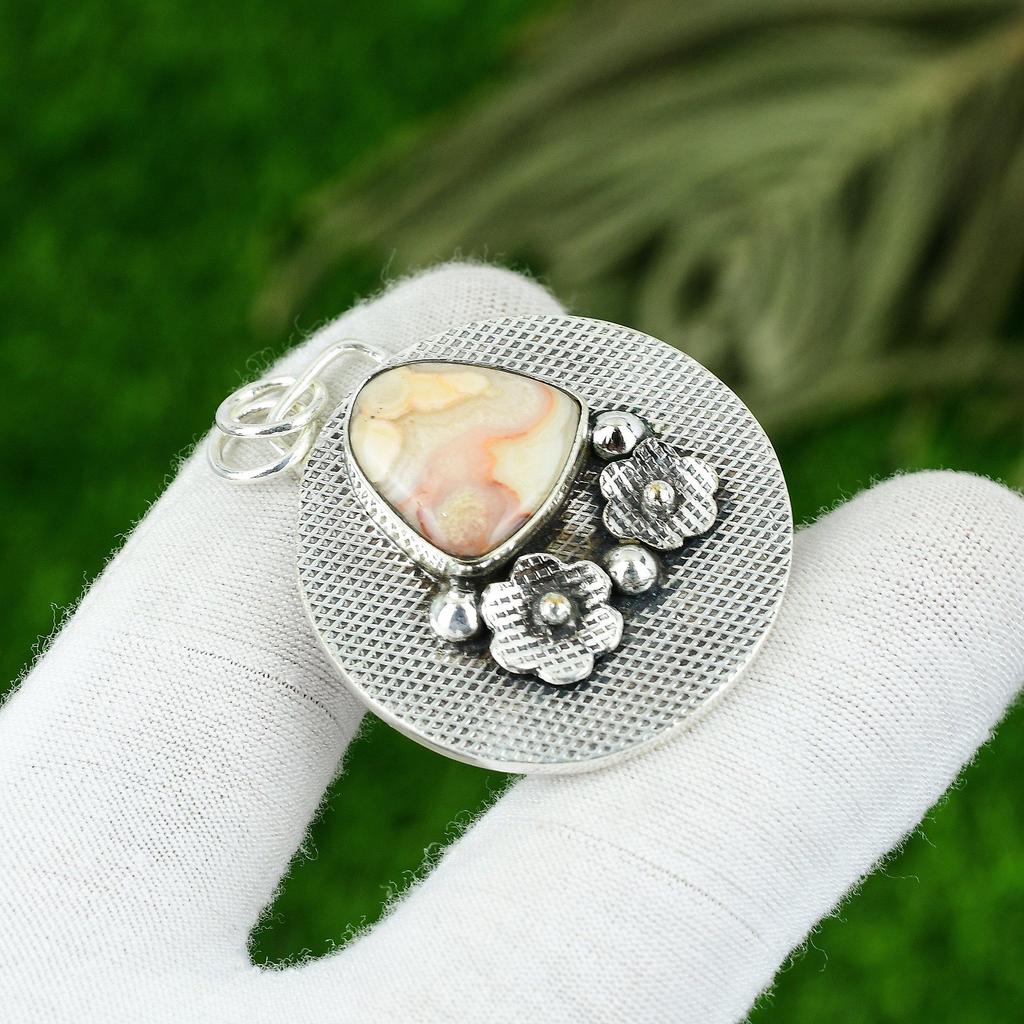 Natural Crazy Lace Agate Gemstone Pendant 925 Sterling Silver Jewelry For Women