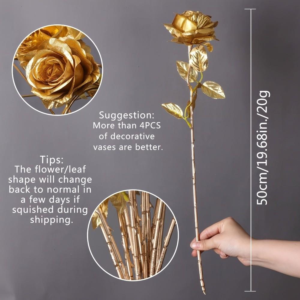 1pc Silk Rose Simulated Rose Bouquet DIY Floral Materials Realistic Artificial Flowers Gold Soft Wedding Bouquet