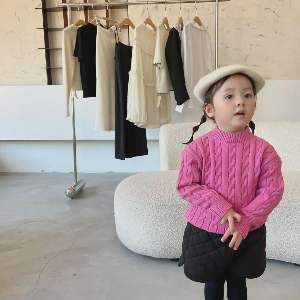 Clearance: Children's Cable Knit Sweater - Autumn Style Wool Pullover for Girls & Babies, Parent-Child Matching Option Available.