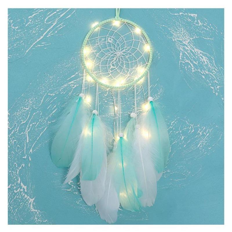 15 Styles Wall Dream Catcher Led Handmade Feather Braided Wind Chimes For Room Decoration Hanging Home Christmas Decor Poster