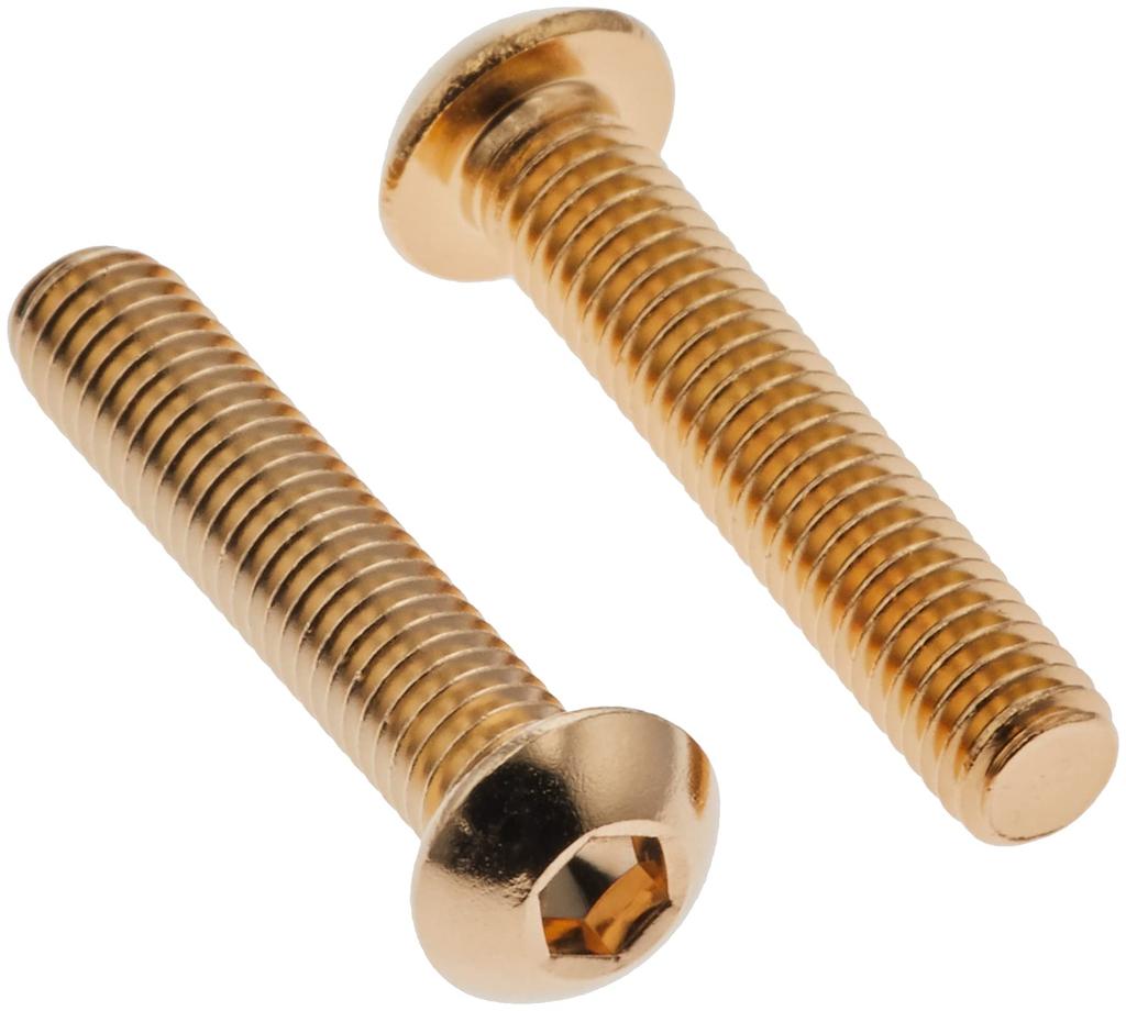 POSH M6X30 810820-030 Button Cap Bolts, Stainless Steel, 24K Gold Plated, Pack of 2