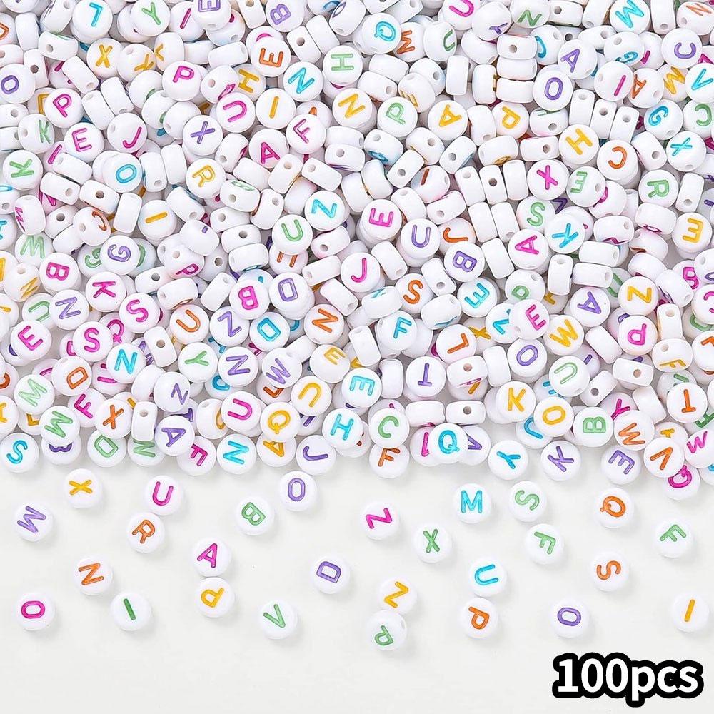 

100/300/500 шт. Акриловые бусины с буквами, Разноцветные акриловые бусины с буквами, Круглые декоративные бусины, Сделай сам браслет, ожерелье, серьги, брелок 100pcs
