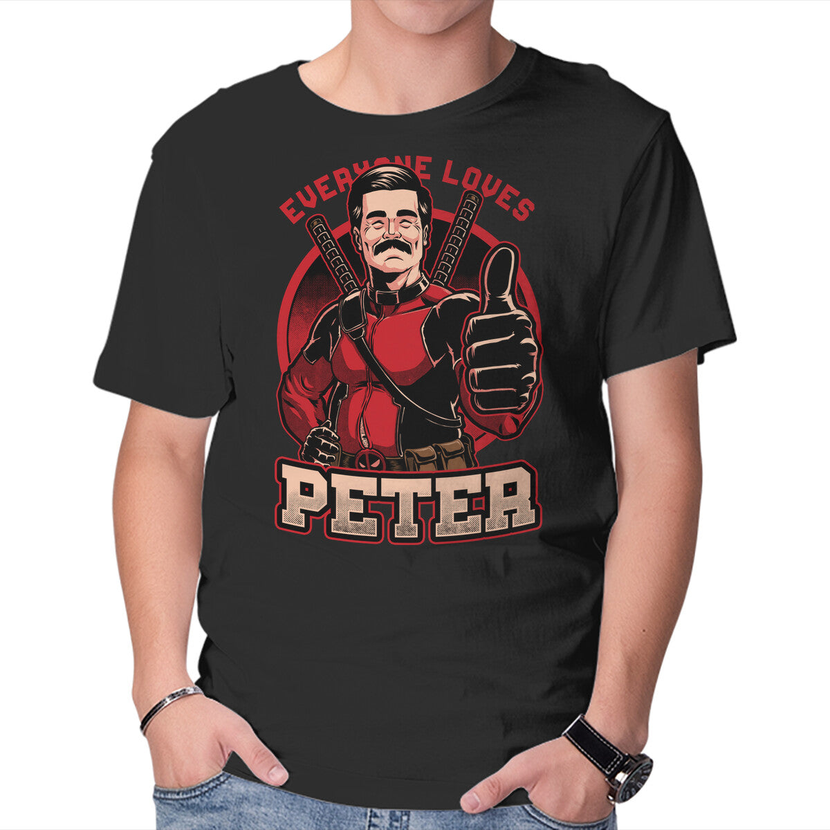 Unisex Crew Neck T-Shirt Peter Love Dead Hero Graphic Short Sleeve Casual Tee XXL