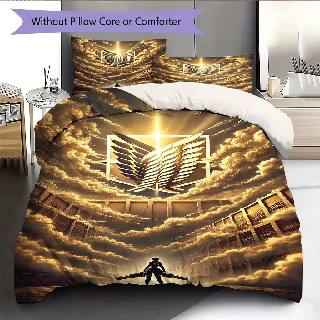 Set Copripiumino Trapuntato con Motivo Anime Federe Decorazione Casa Regalo di Compleanno (1 * copripiumino + 2 * federa, senza nucleo)