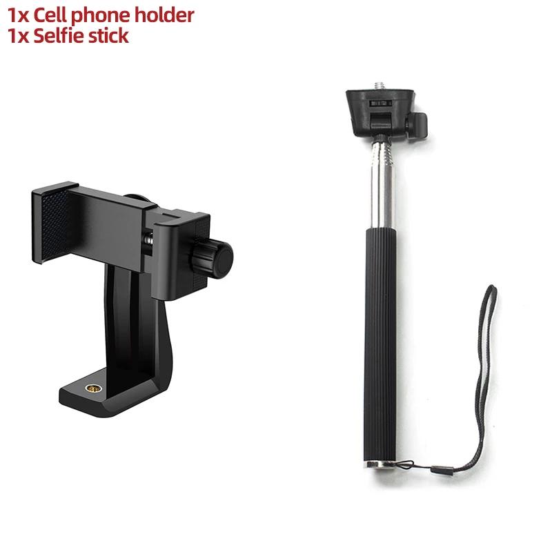 Universal 360° Rotatable Phone Clip Holder, Adjustable Smartphone Mount with 1/4" Hole for Tripod Selfie Stick Live Stream Vlog