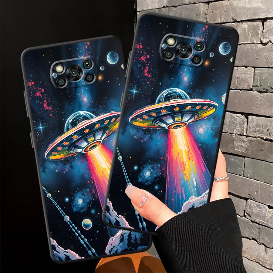 Cartoon Retro Spaceship Case for Xiaomi Poco F8 X3 X4 X5 X7 Pro C50 F1 C61 M3 M4 M7 Pro C75 F3 C71 M5 Funda Phone Cover