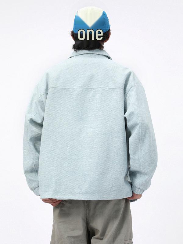 Men's 2025 Autumn Loose Retro Workwear Jacket - Hong Kong Style, Casual & Versatile Lapel Outerwear