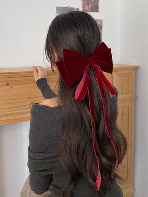 Lystrfac Fashion Vintage Ribbon Hairpin for Women Girls Solid Color Head Bow Hair Clips Headwear Female Hair Accessories