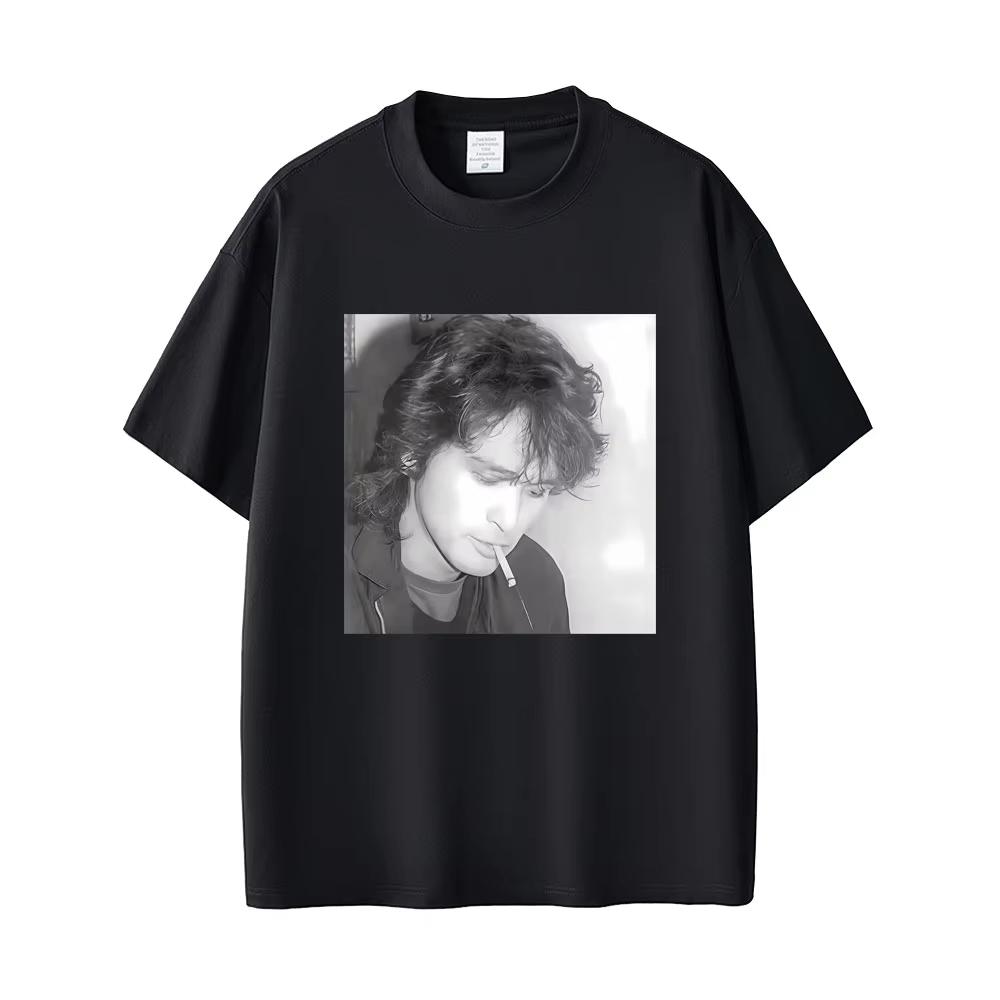 Rock men's shirt O-Neck Short Sleeved Viktor Tso Smoking Graphic Women's oversized Tshirt