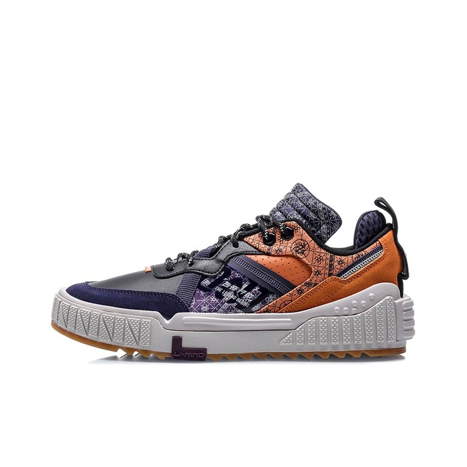 Li-Ning Unblock Casual Slip-Resistant Durable Low-Top Skate Shoes Men sneaker Black White Orange AGCQ199-3