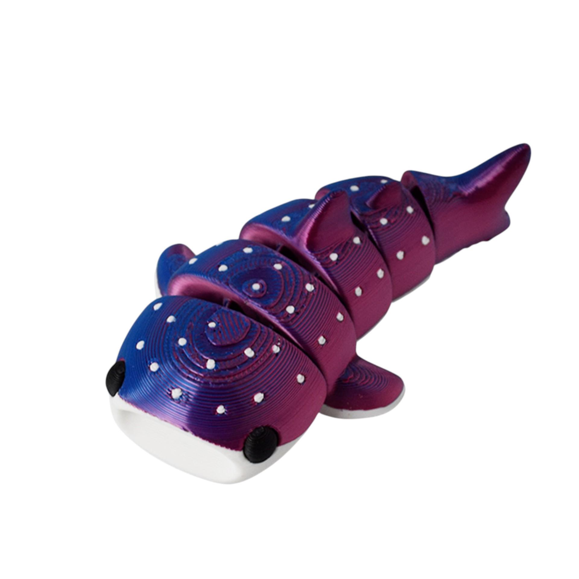 3D Printed Multicolored Spotted Whale Toy Model Ornament Red and Blue