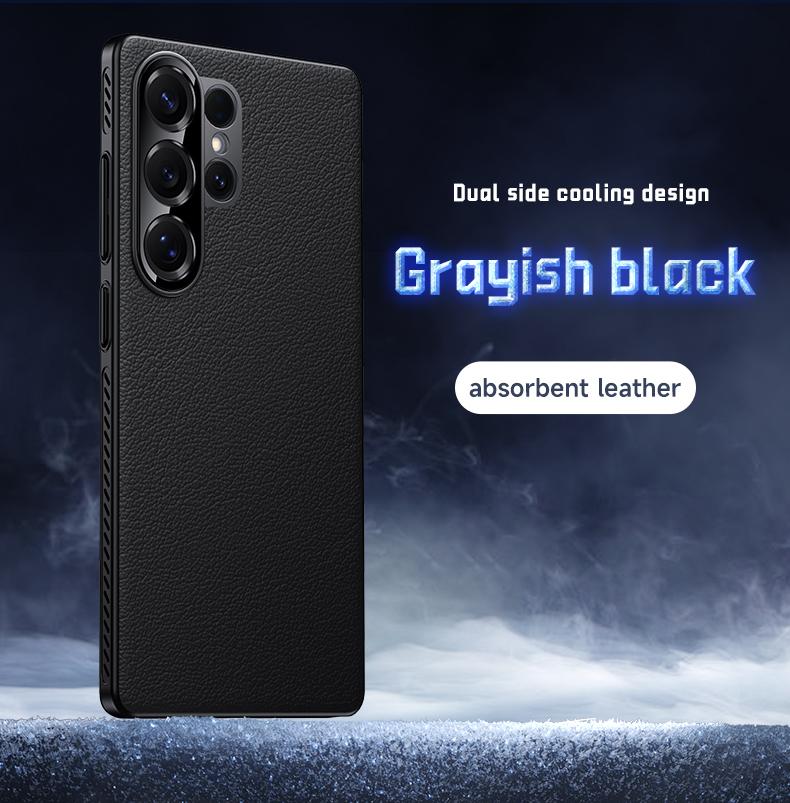 

Heat Dissipation Case For Samsung Galaxy S25 Ultra / S24 Ultra 5G Eco-friendly Vegan Leather Cover With Camera Lens Protector No Magnetic&Galaxy S24 Ultra чорний
