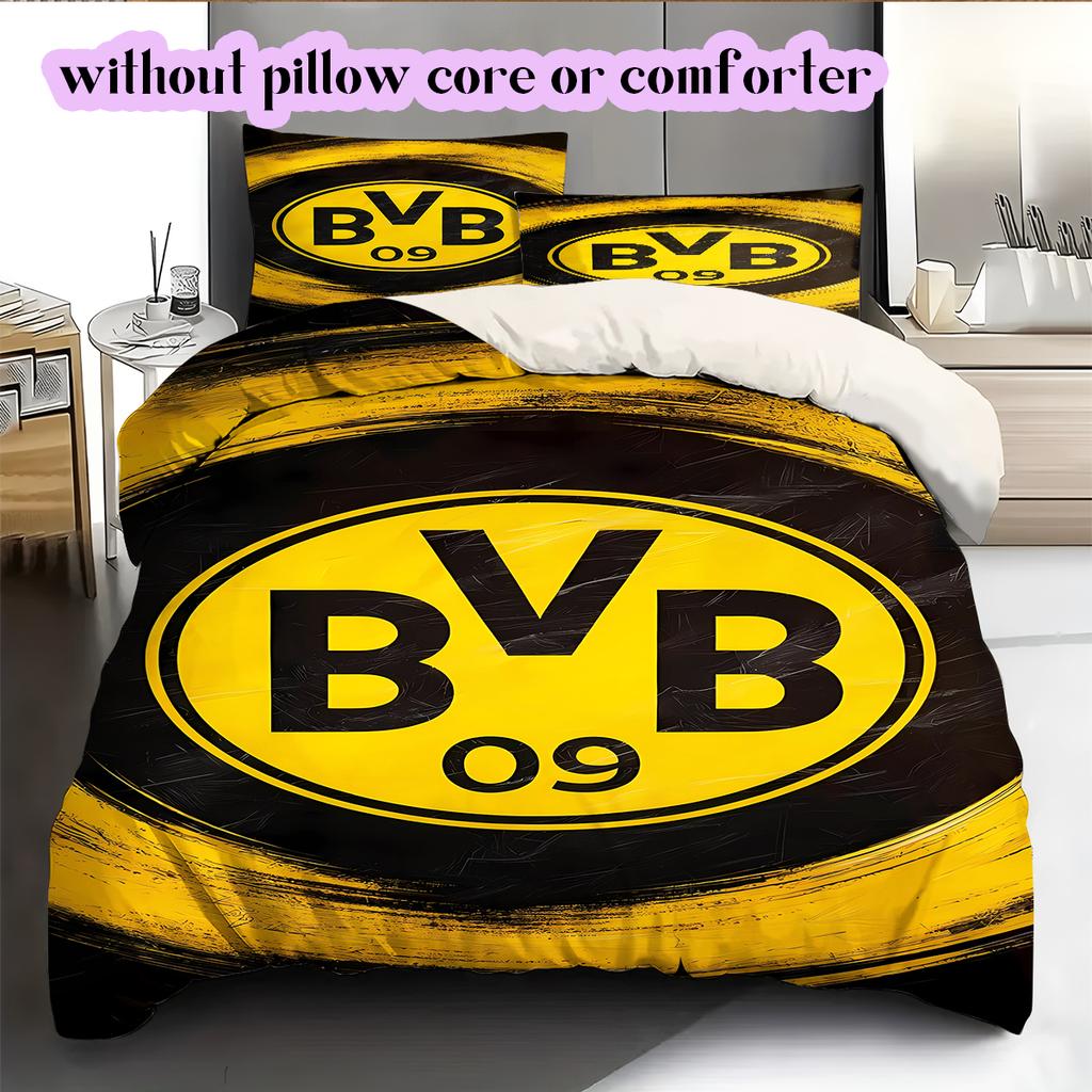 football Logo Pattern Bedding Quilt Set Quilt Cover Pillowcase Home Decoration Birthday Gift (1*duvet cover+ 2*pillowcase, without core)