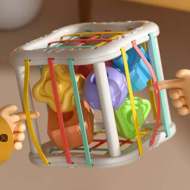 Baby Montessori Formbausteine Sortierspiel Säuglings Sinneslernspielzeug Bunte Stapel- und Ziehspiele für Kleinkinder Früherziehung