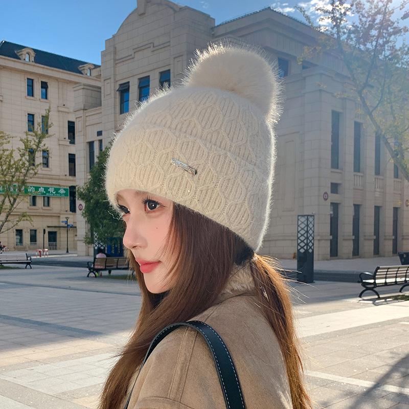 Hut Herbst und Winter Damen Warme Wollmütze Fleece Verdickte Strickmütze Niedliche Ohrenmütze Lässig Outdoor- & Weihnachtsbekleidung