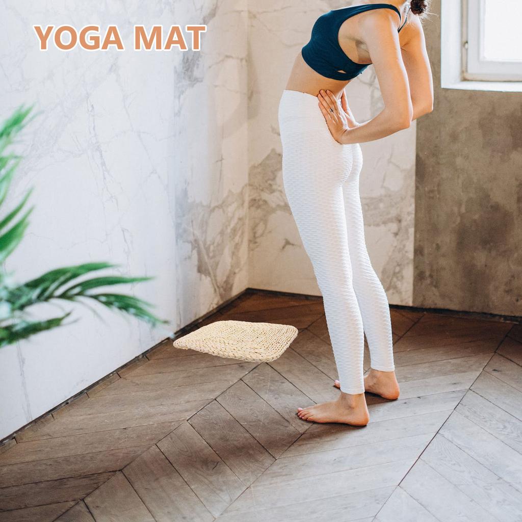 Breathable Straw Yoga Floor Pillow Handmade Woven Sitting Mat for Meditation Bed Pillow Indoor Outdoor Relaxation Pad