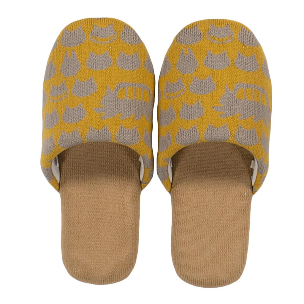 Senko My Neighbor Totoro Cat Bus Knit Slippers, Sizes Approximately 22-24cm, Yellow, Washable, Lightweight, Cute Character Design, 62411