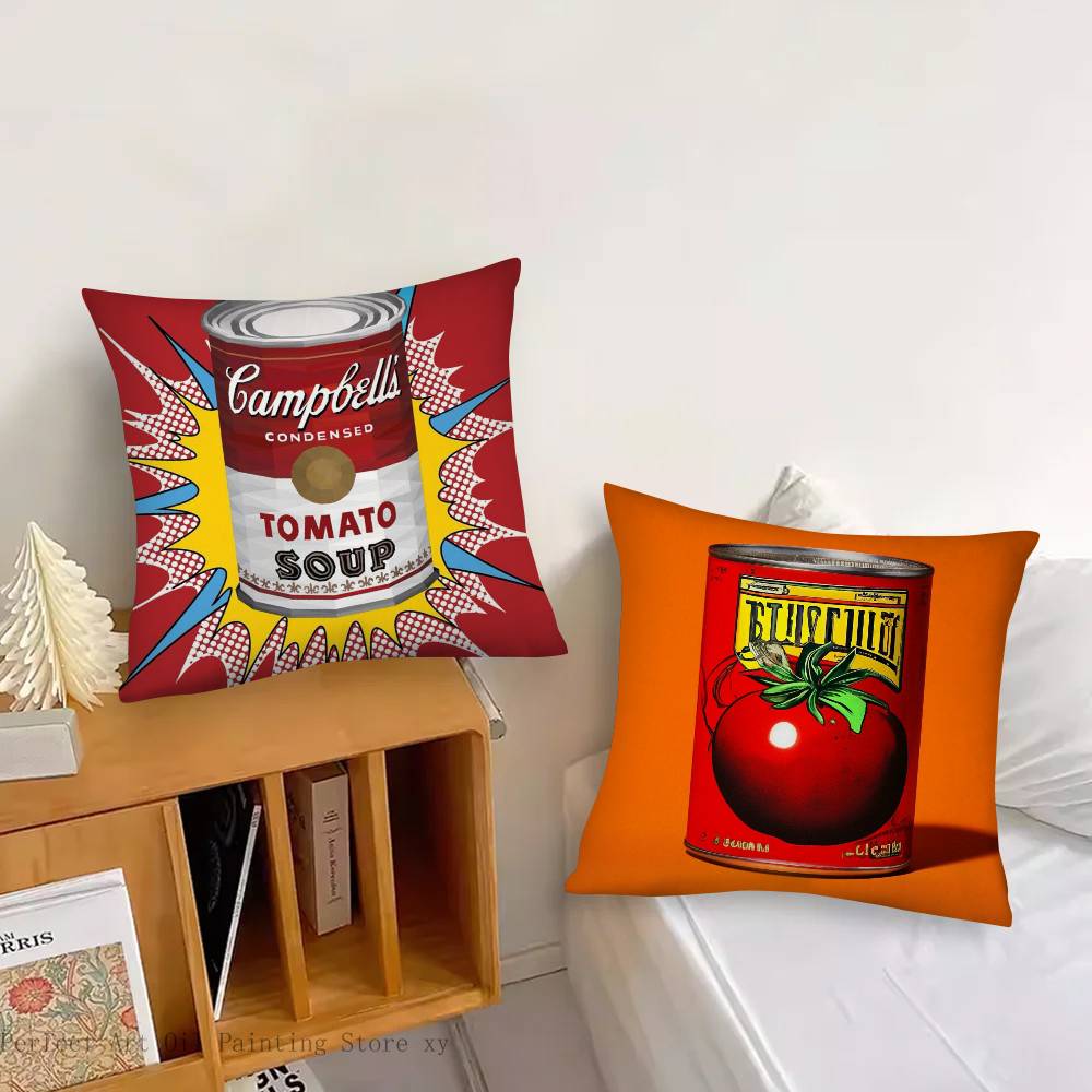 1pc Andy Warhol Pop Art Tomato Soup Pillow Case Fashion Square Pillowcase Bedroom Sofa Room Ins Decoration Leisure