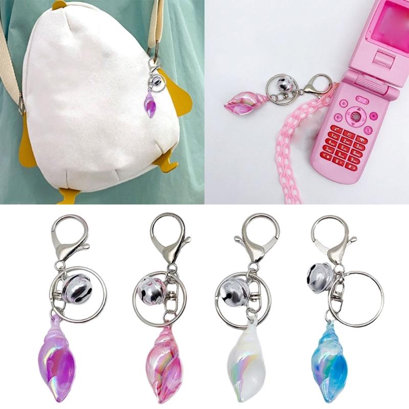 Colorful Conch Bell Keyring Stylish Acrylic Pendant Keychain Acrylic Alloy Key Chain Fashionable Bag Charm Accessory