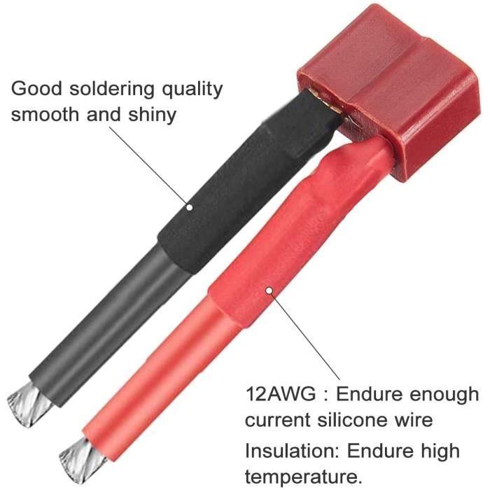YUNIQUE FRANCE 4 pièces Deans Style T Connecteur féminin et masculin avec fil de silicone 12AWG pour RC Lipo Batterie Drone Câble