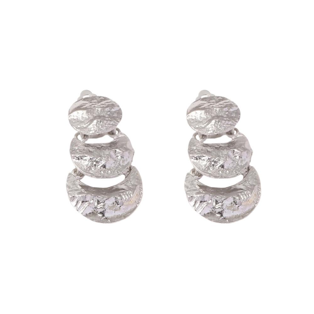 Personalized Ear Clips, Irregular Geometric Multi-Layer Laminated Alloy Earrings, Pierless Ear Clips